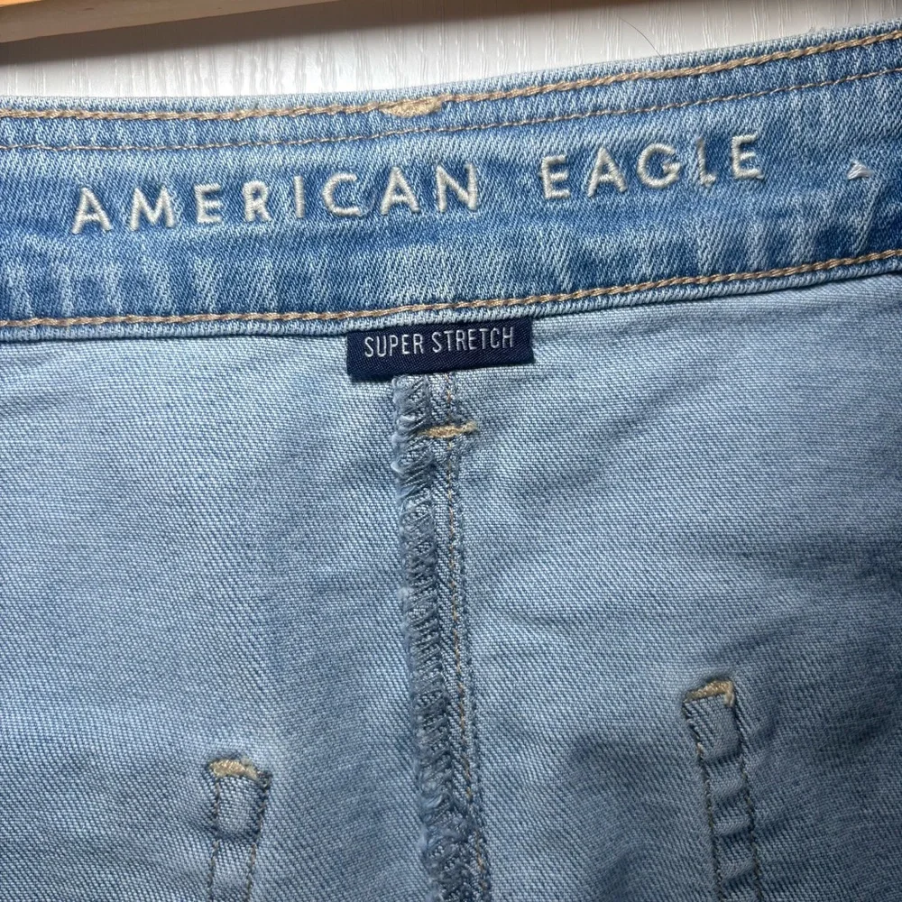AE  Button‎ Front High Waisted Denim Mini Skirt Super Stretch Blue Sz8 Western - Picture 4 of 7